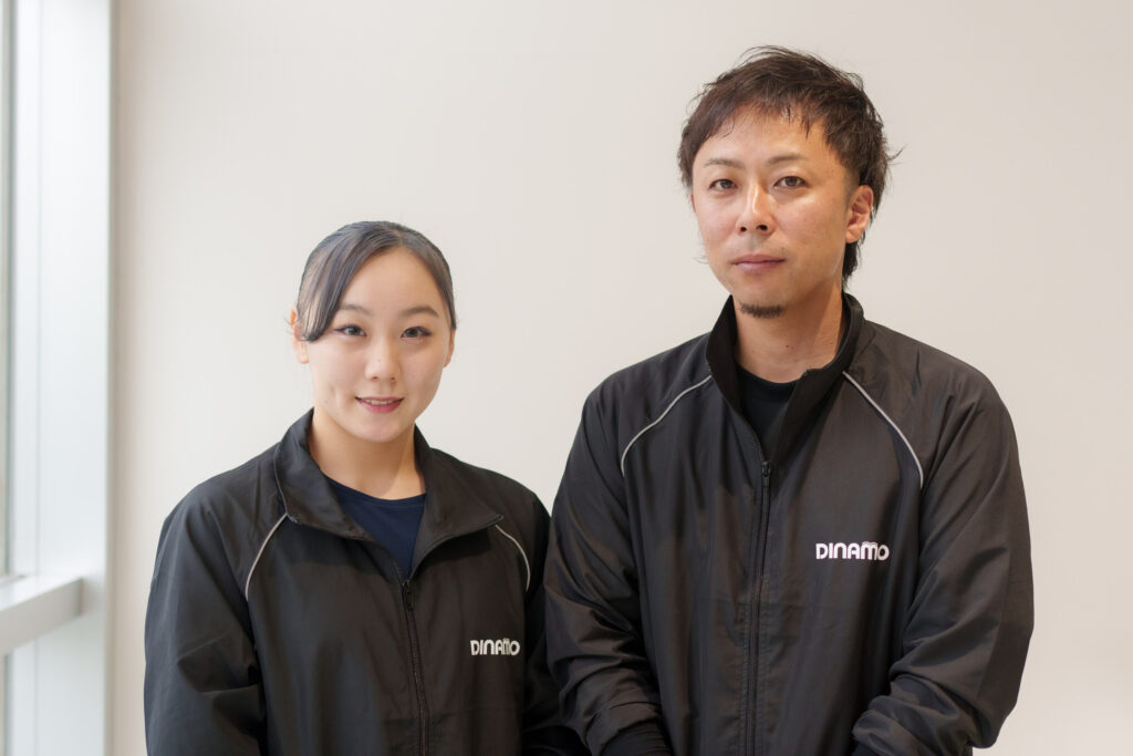 宮田笙子選手とディナモ体操クラブ副社長大西。